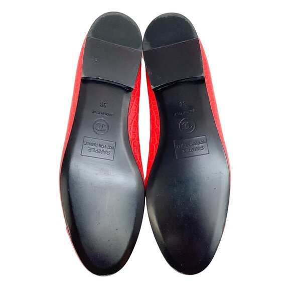 Chanel Coral Crocodile Leather Ballet Flats - Picture 6 of 6